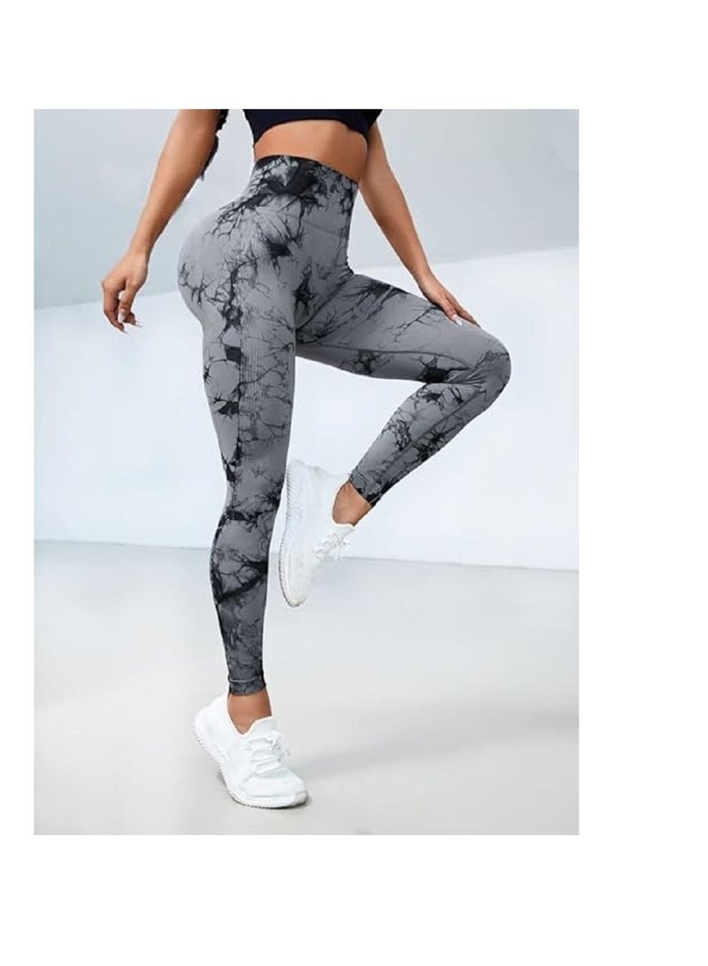 LESS DRAMA Curve-Hugging Marble Leggings for Women | High Waisted Hip Lift Leggings | Workout Yoga Tummy Control Compression Pants | Anti-Cellulite Athleisure Tights