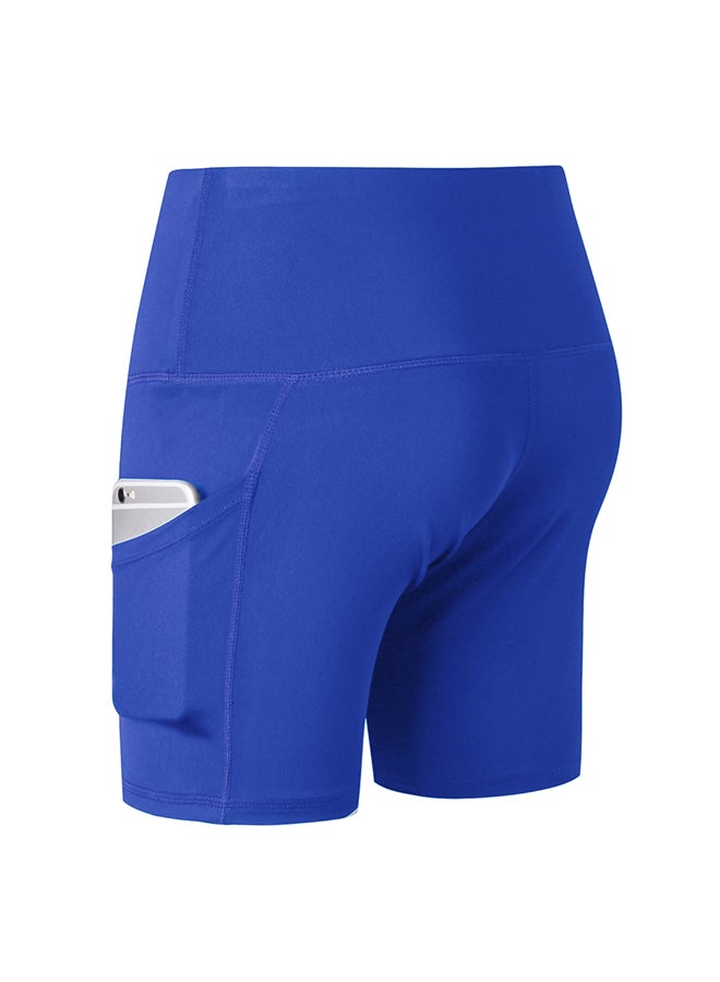 Stretchable High Waist Yoga Short Pants Blue