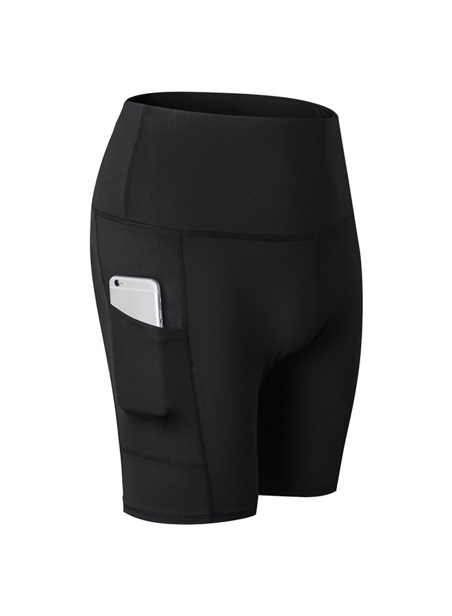 Stretchable High Waist Yoga Short Pants Black