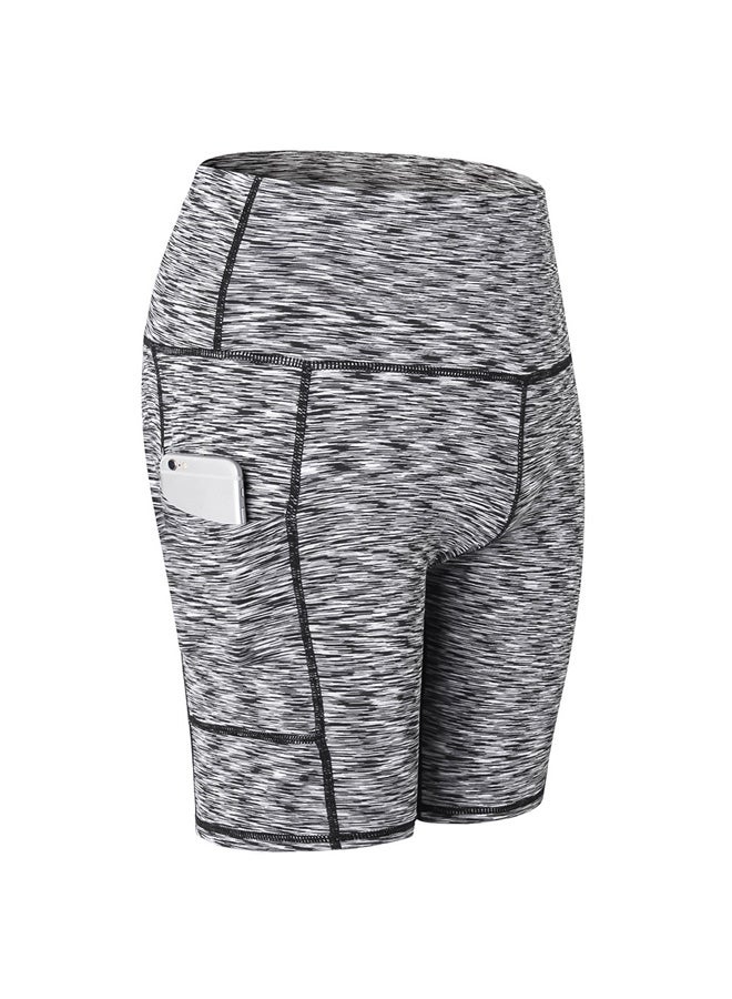 Stretchable High Waist Yoga Short Pants Light Grey