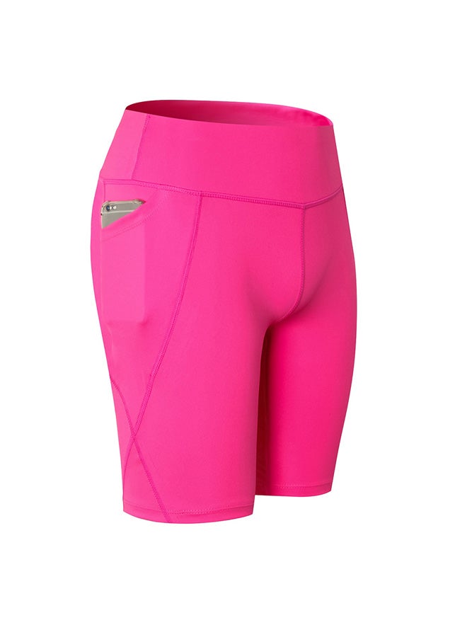 Stretchable High Waist Yoga Short Pants Rose