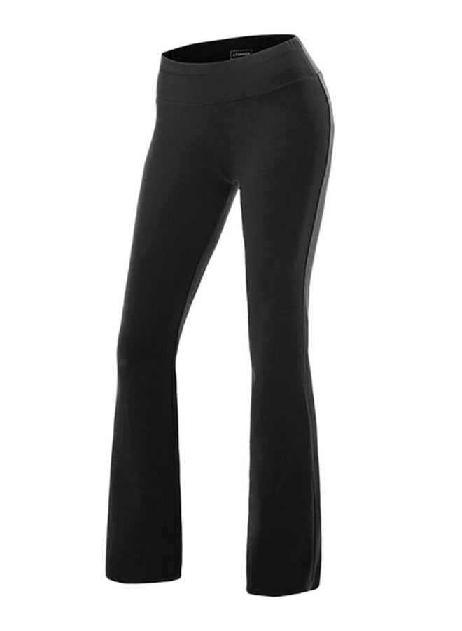 Solid Pattern Boot Cut Tummy Control Workout Yoga Pants Black