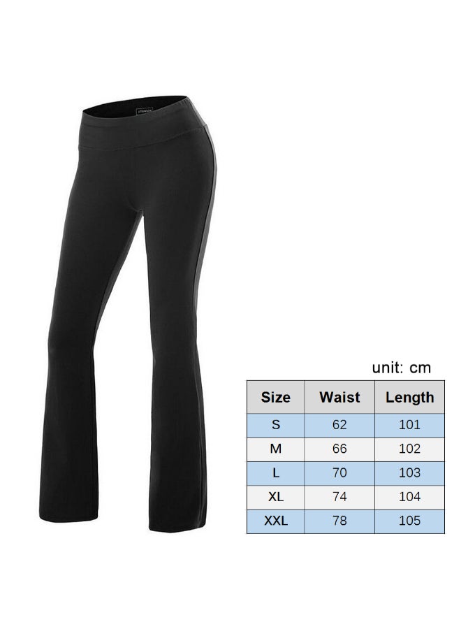 Solid Pattern Boot Cut Tummy Control Workout Yoga Pants Black