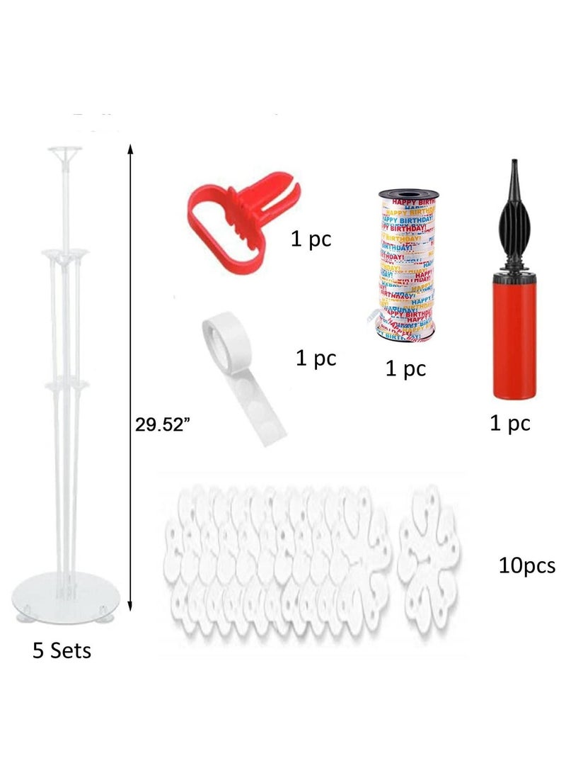 Balloon Stand Holder Kit Glue Dots Tying tool Birthday Ribbon Balloon-Pump for Birthday Wedding Baby Shower Party Table Decorations Supplies (19 pcs)