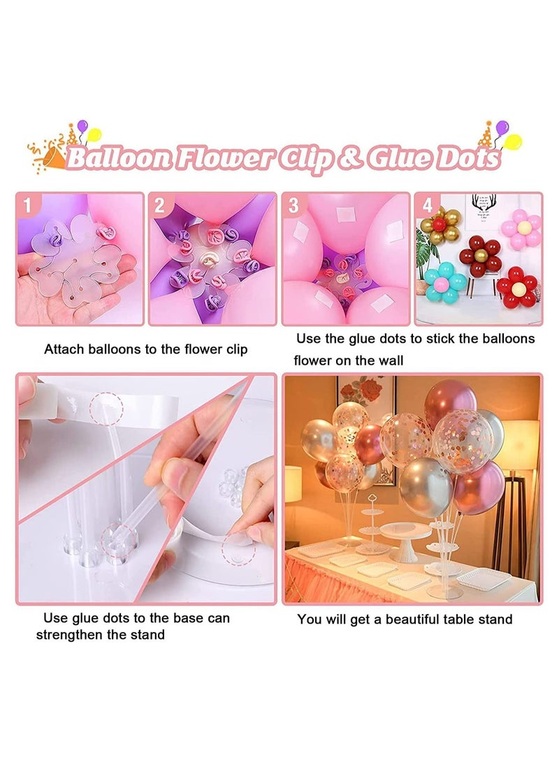 Balloon Stand Holder Kit Glue Dots Tying tool Birthday Ribbon Balloon-Pump for Birthday Wedding Baby Shower Party Table Decorations Supplies (19 pcs)