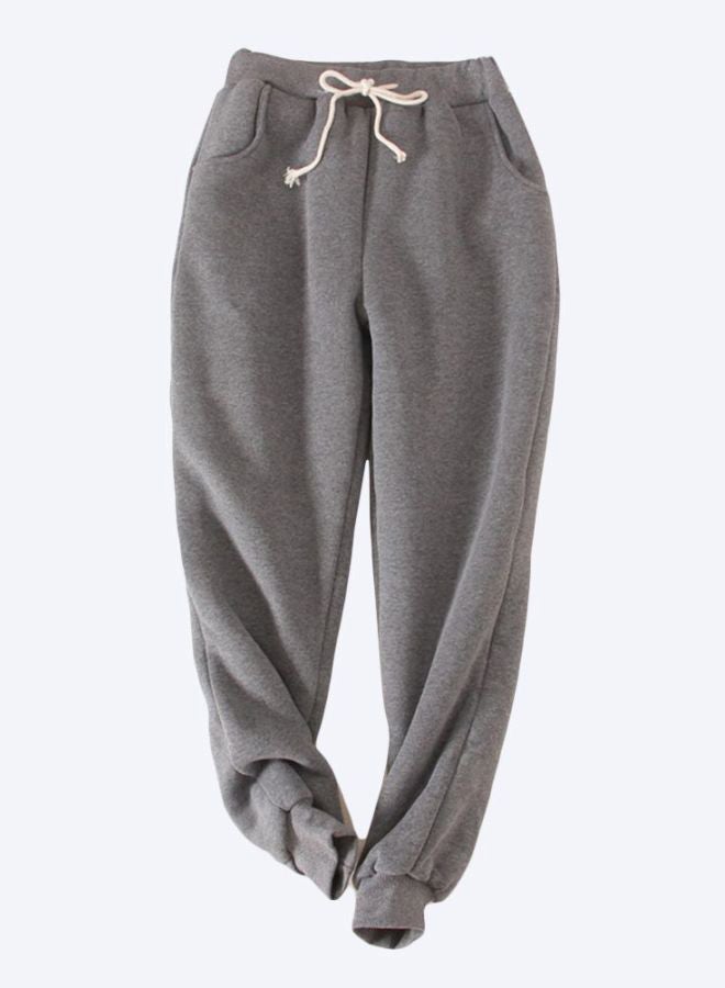 Drawstring Mid Rise Joggers Grey