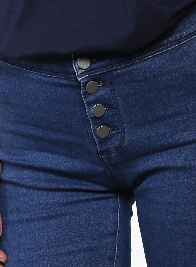 Classic Style Mid Rise Jeggings Blue