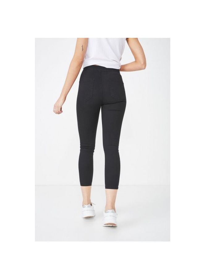 High Rise Capri Jeggings Black