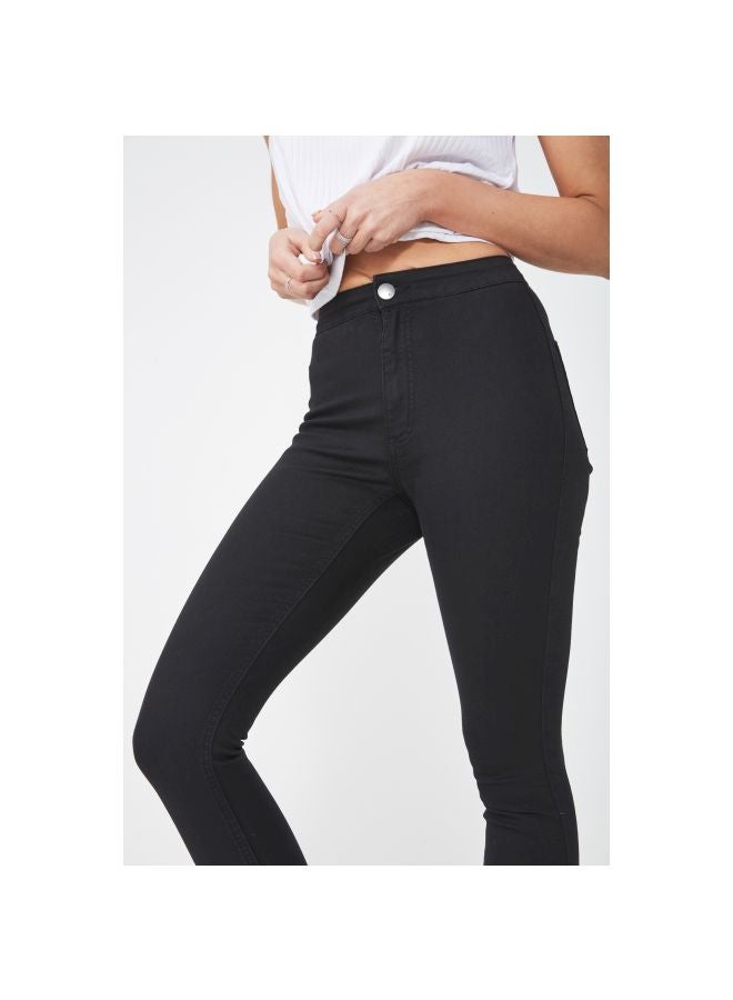 High Rise Capri Jeggings Black