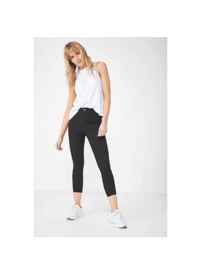 High Rise Capri Jeggings Black