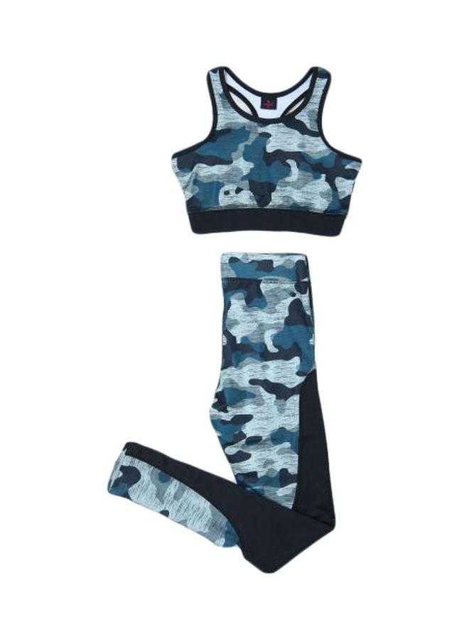 2-Piece Sports Bra And Leggings Set Blue/Black