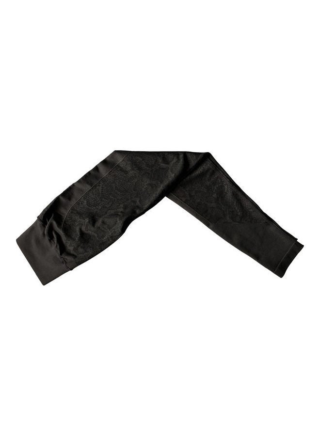 2-Piece Snakeskin Printed Sports Bra And High Waist Legging Set Black