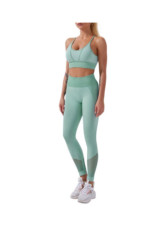 2-Piece Sports Bra And High Waist Legging Set Light Green