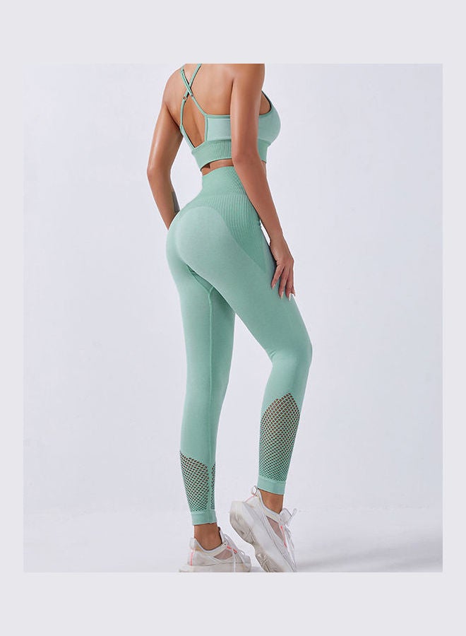 2-Piece Sports Bra And High Waist Legging Set Light Green