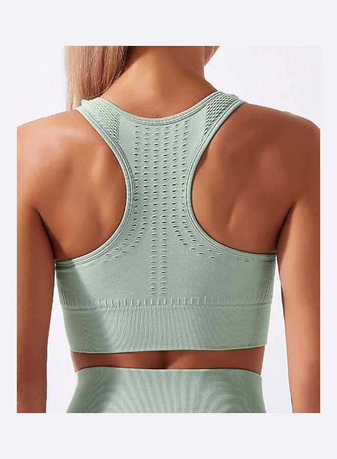 2-Piece Sports Bra And High Waist Short Set Light Green