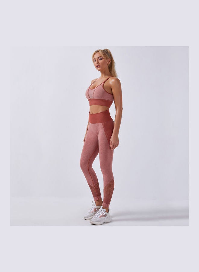 2-Piece Sports Bra And High Waist Legging Set Pink