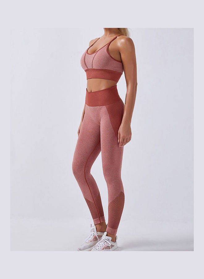 2-Piece Sports Bra And High Waist Legging Set Pink