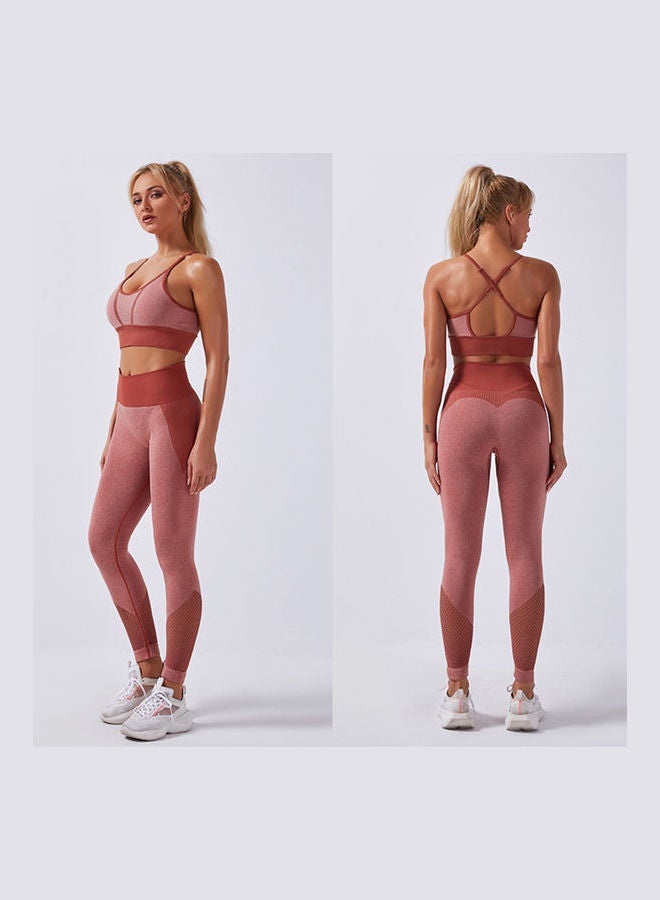 2-Piece Sports Bra And High Waist Legging Set Pink