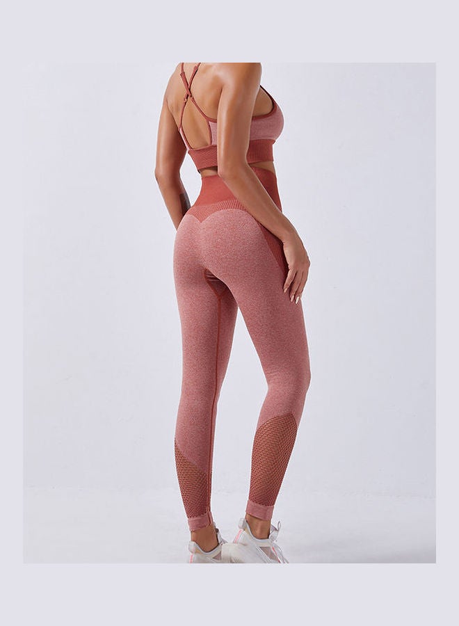 2-Piece Sports Bra And High Waist Legging Set Pink