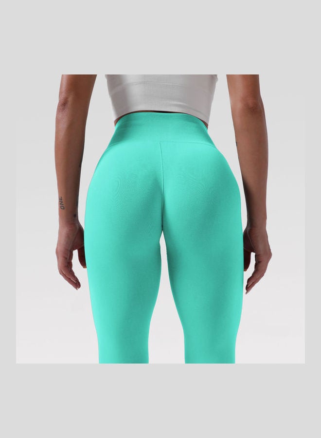 2-Piece Solid Tank Top And High Waist Legging Set Green