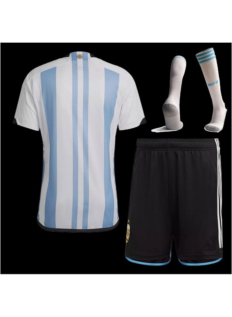 Argentina Home Soccer Jersey Whole Kit (Jersey+Shorts+Socks)