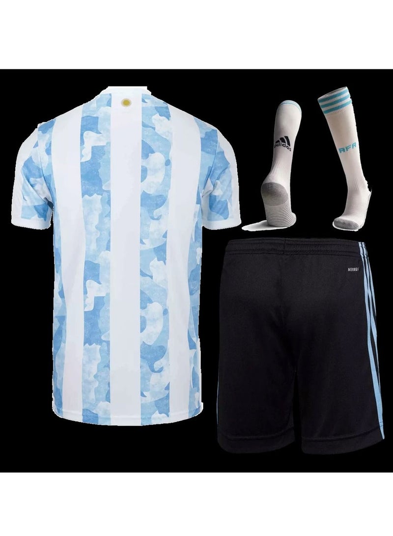 Argentina Home Soccer Jersey Kit (Jersey+Shorts+Socks)