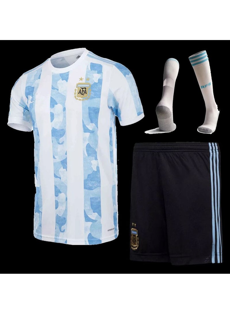 Argentina Home Soccer Jersey Kit (Jersey+Shorts+Socks)