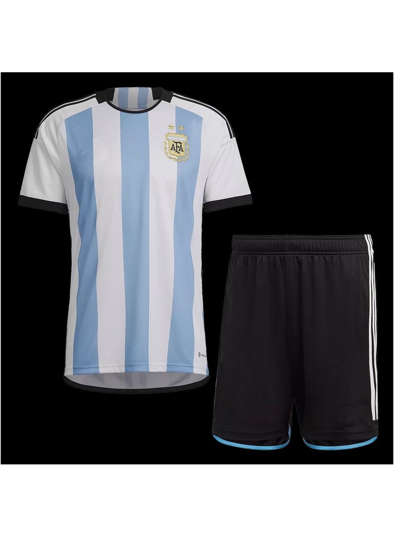 Argentina Three Star Home Jersey Kit 2022 (Jersey+Shorts)-Champion Edition