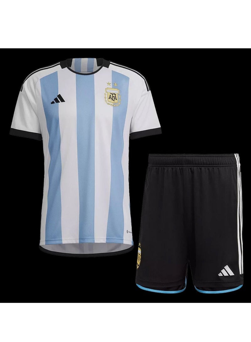 Argentina Three Star Home Jersey Kit 2022 (Jersey+Shorts)-Champion Edition