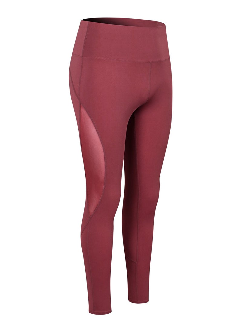 Women Quick Dry Breathable Elastic Pants Burgundy