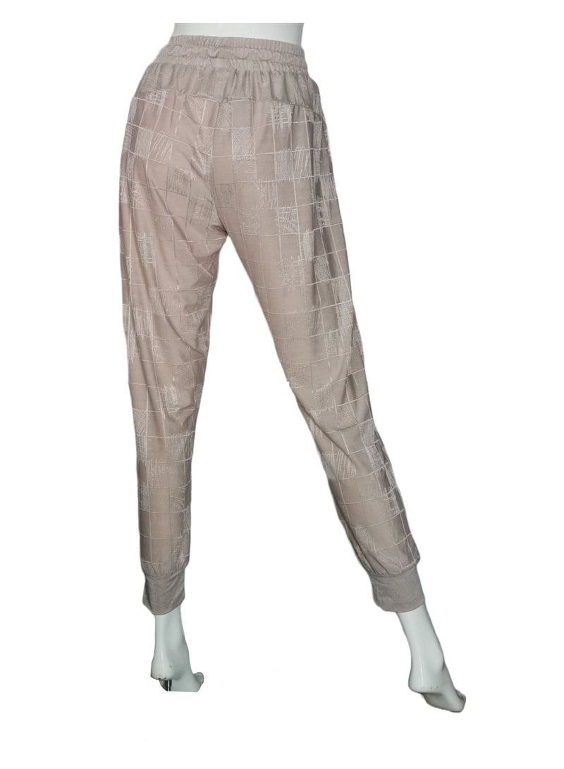 Champagne Jacquard Textured Track Pants