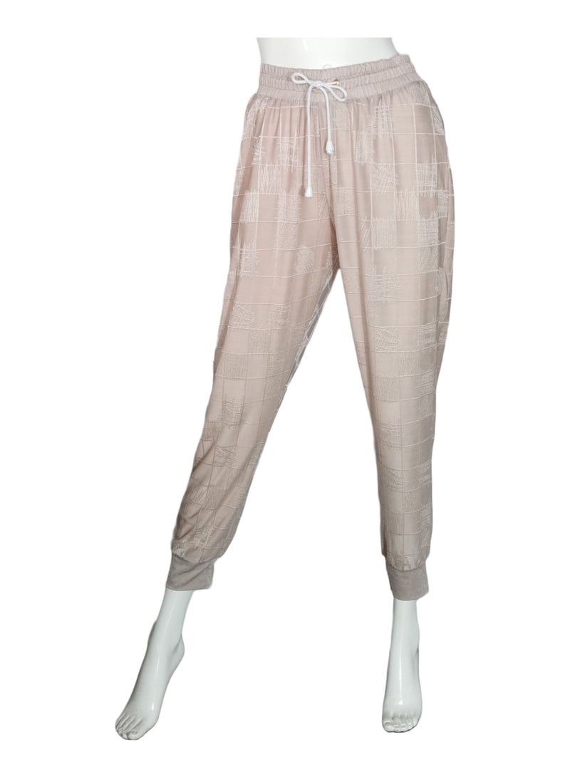 Champagne Jacquard Textured Track Pants