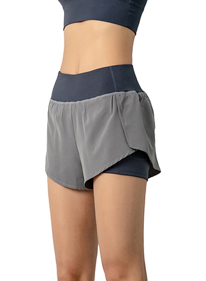 Contrast Waist Band Sports Shorts Blue