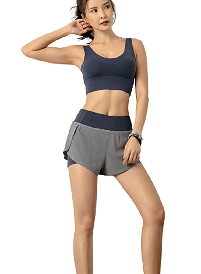 Contrast Waist Band Sports Shorts Blue
