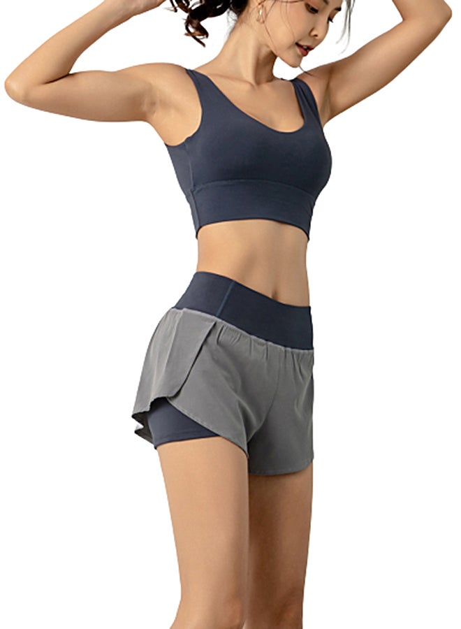 Contrast Waist Band Sports Shorts Blue