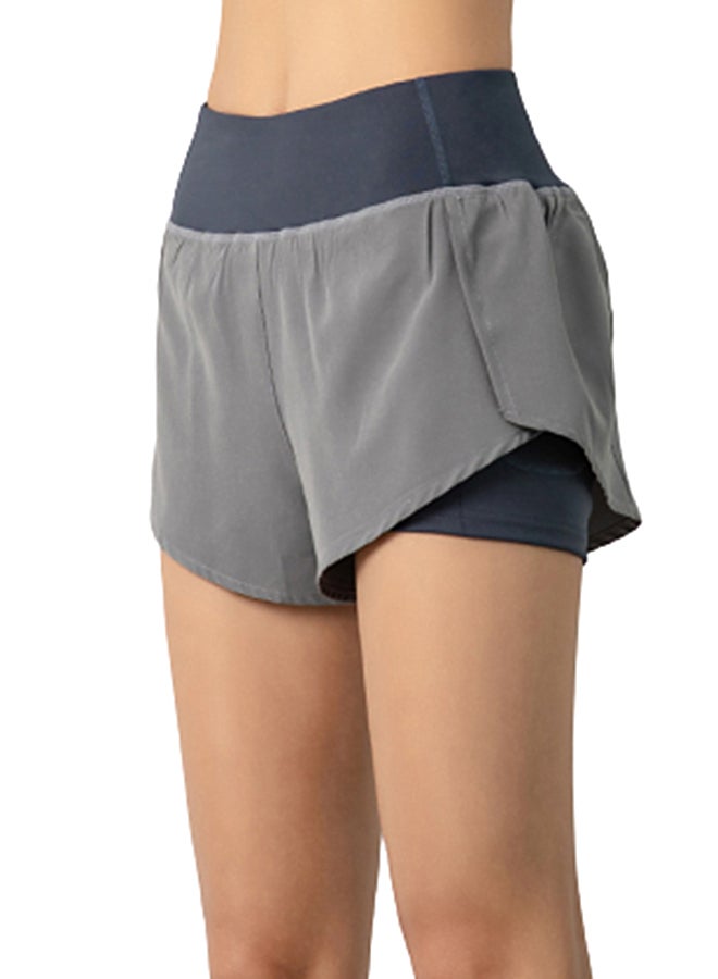 Contrast Waist Band Sports Shorts Blue