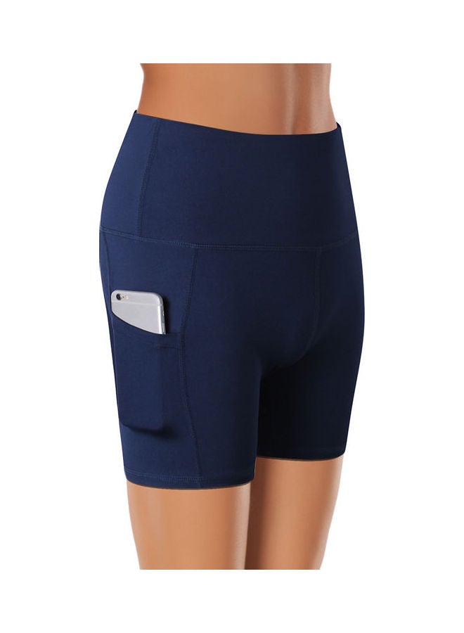 Comfortable High Waist Yoga Shorts Blue
