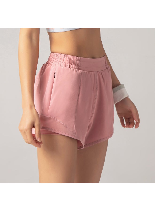 2-In-1 High Waist Fitness Shorts Pink