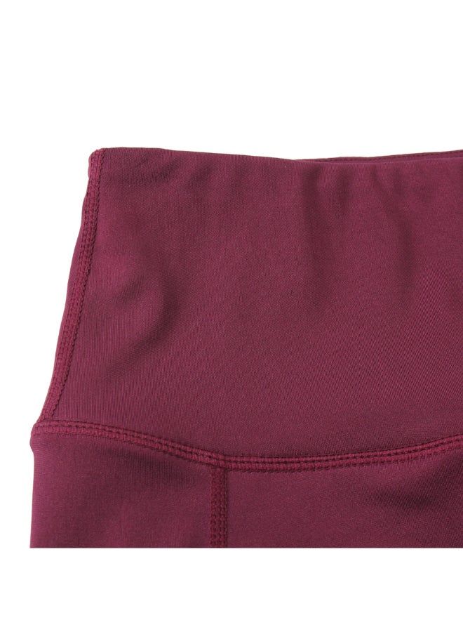 High Waist Workout Pocket Shorts Burgundy