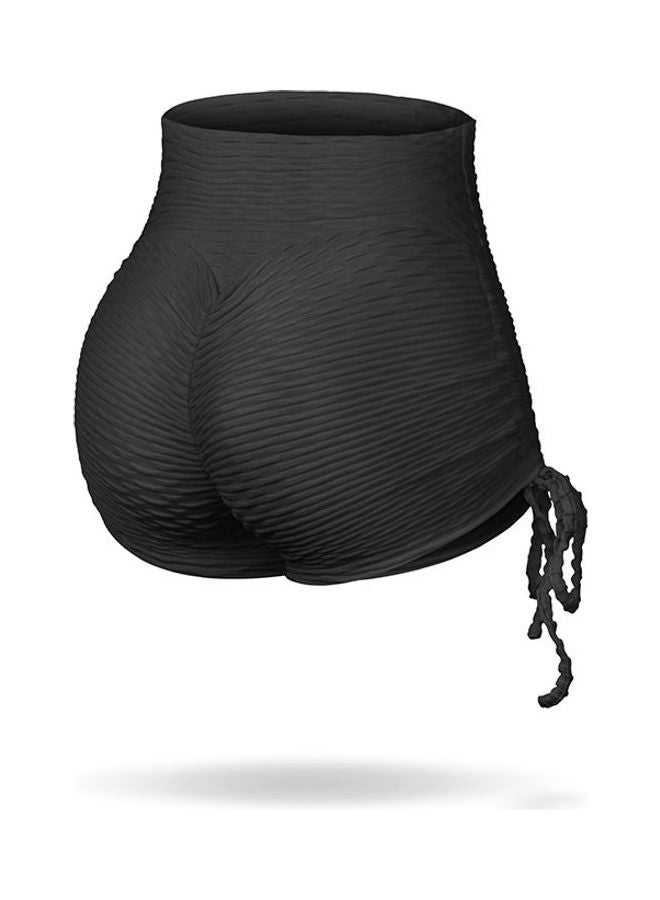 High Waist Solid Training Shorts Black