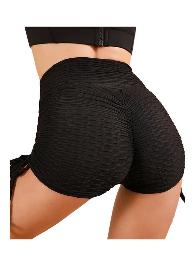 High Waist Solid Training Shorts Black