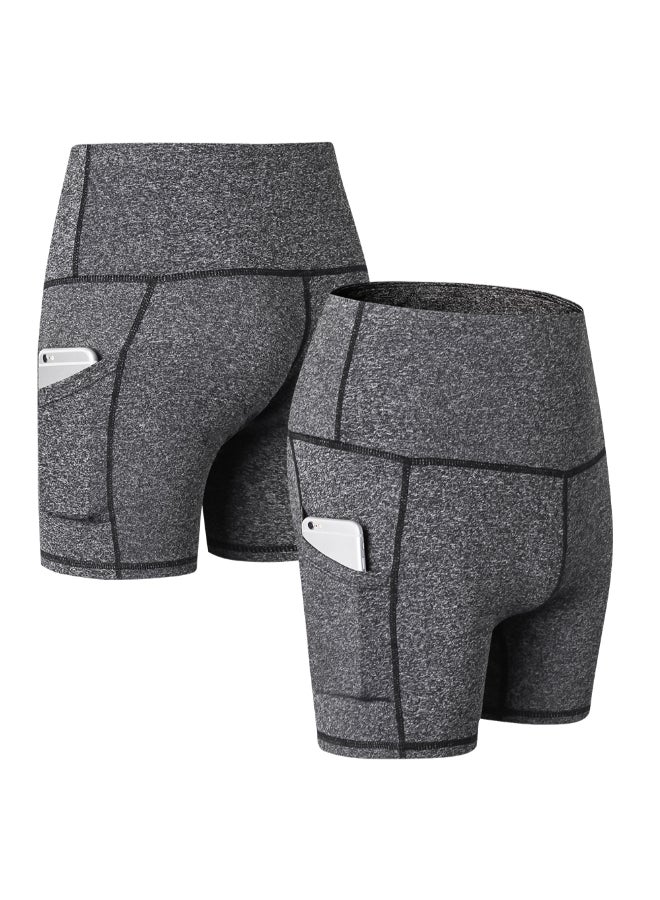 Side Pocket Tummy Control Workout Shorts Dark Gray
