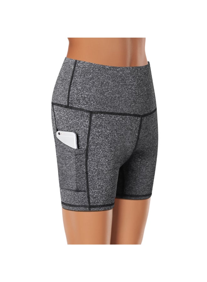 Side Pocket Tummy Control Workout Shorts Dark Gray