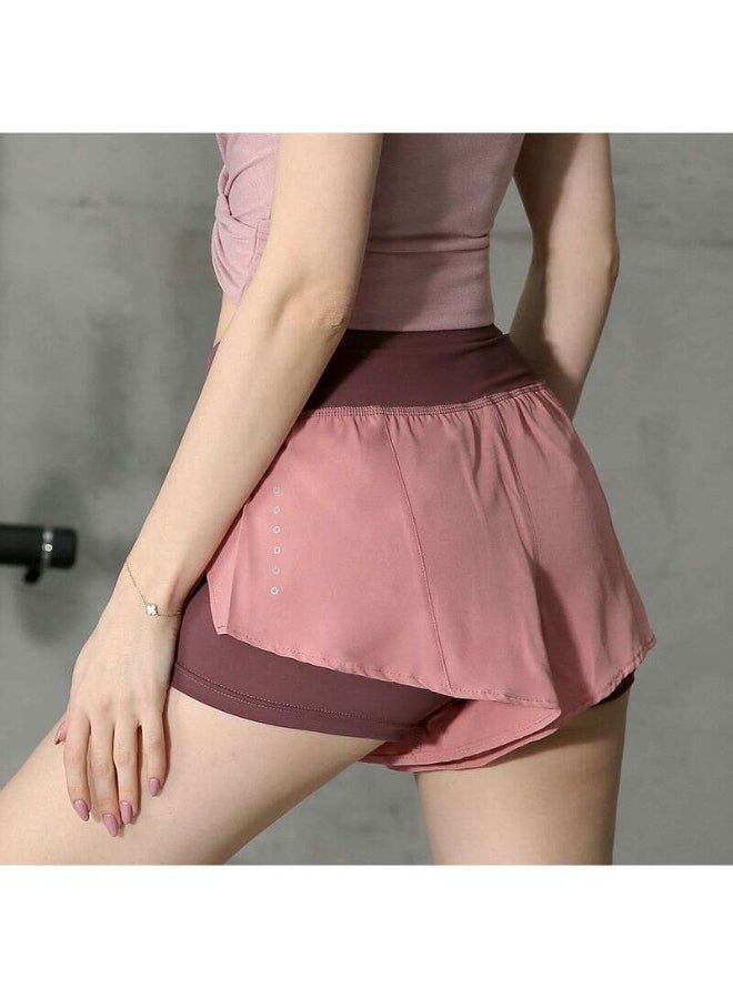 Colourblock Pattern Mid-Rise Shorts Pink
