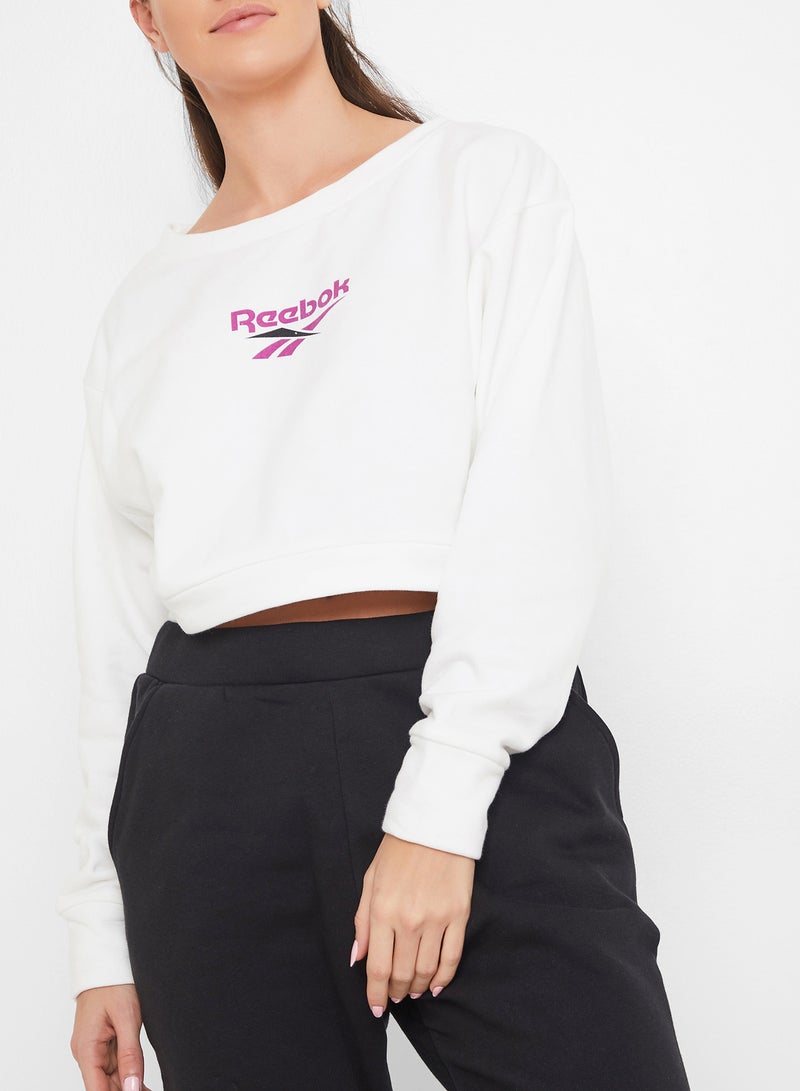 Classic V P Sweatshirt White/Pink/Black