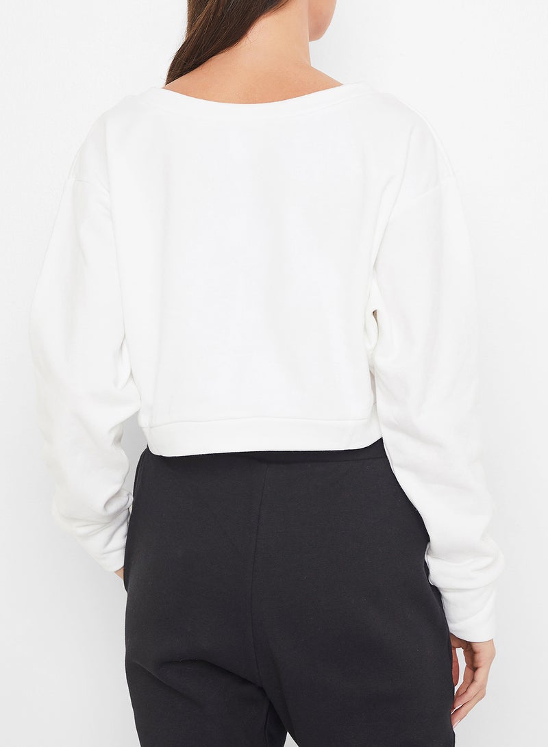 Classic V P Sweatshirt White/Pink/Black