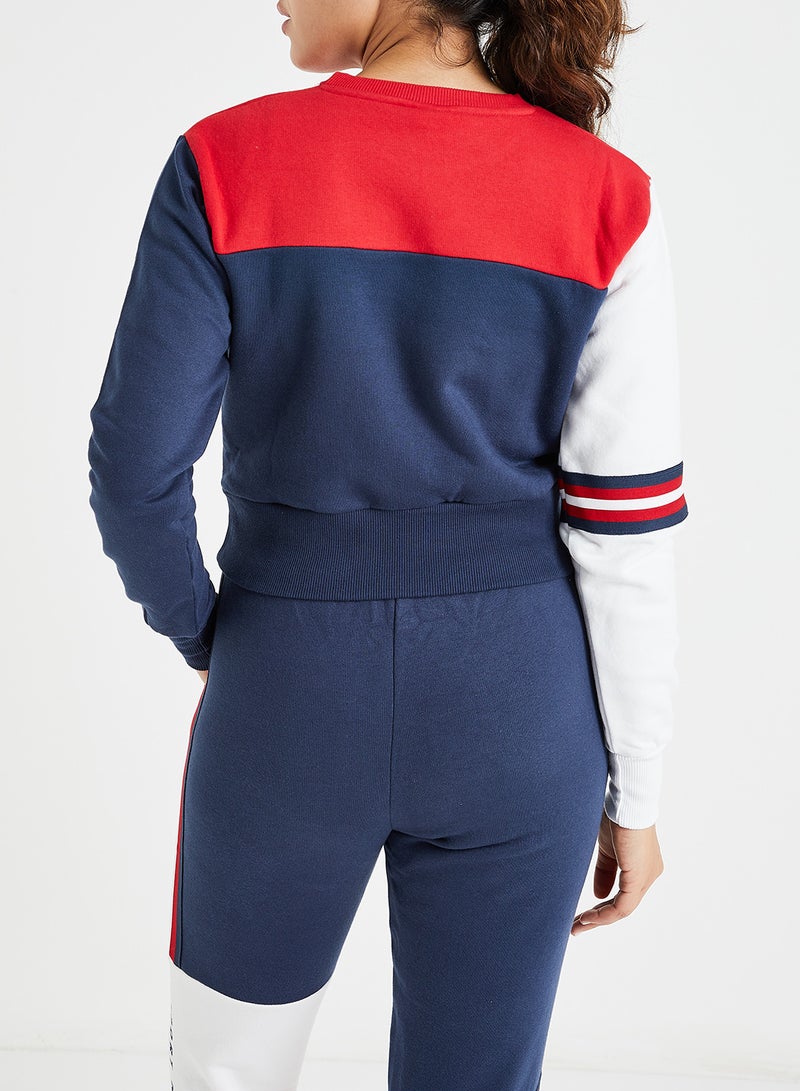 Umana Cropped Sweatshirt Navy Multi