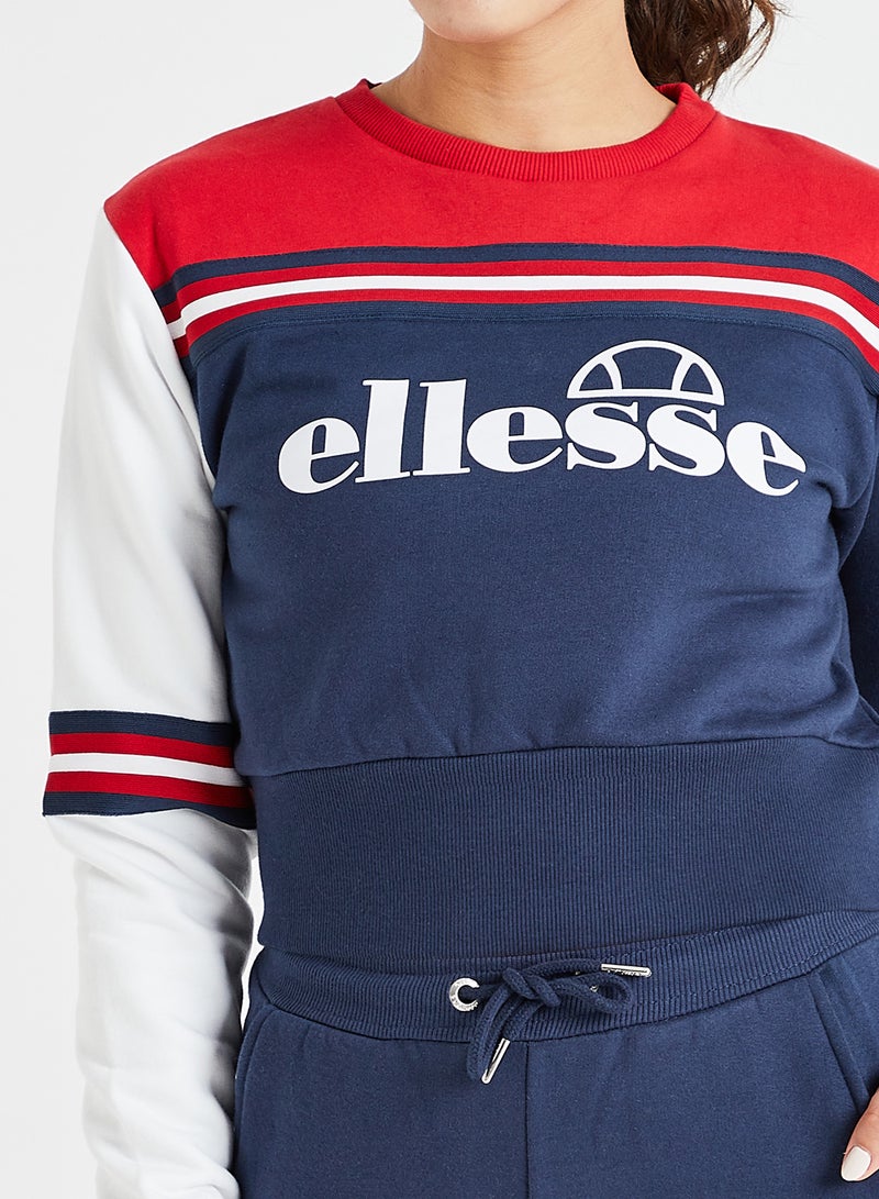Umana Cropped Sweatshirt Navy Multi