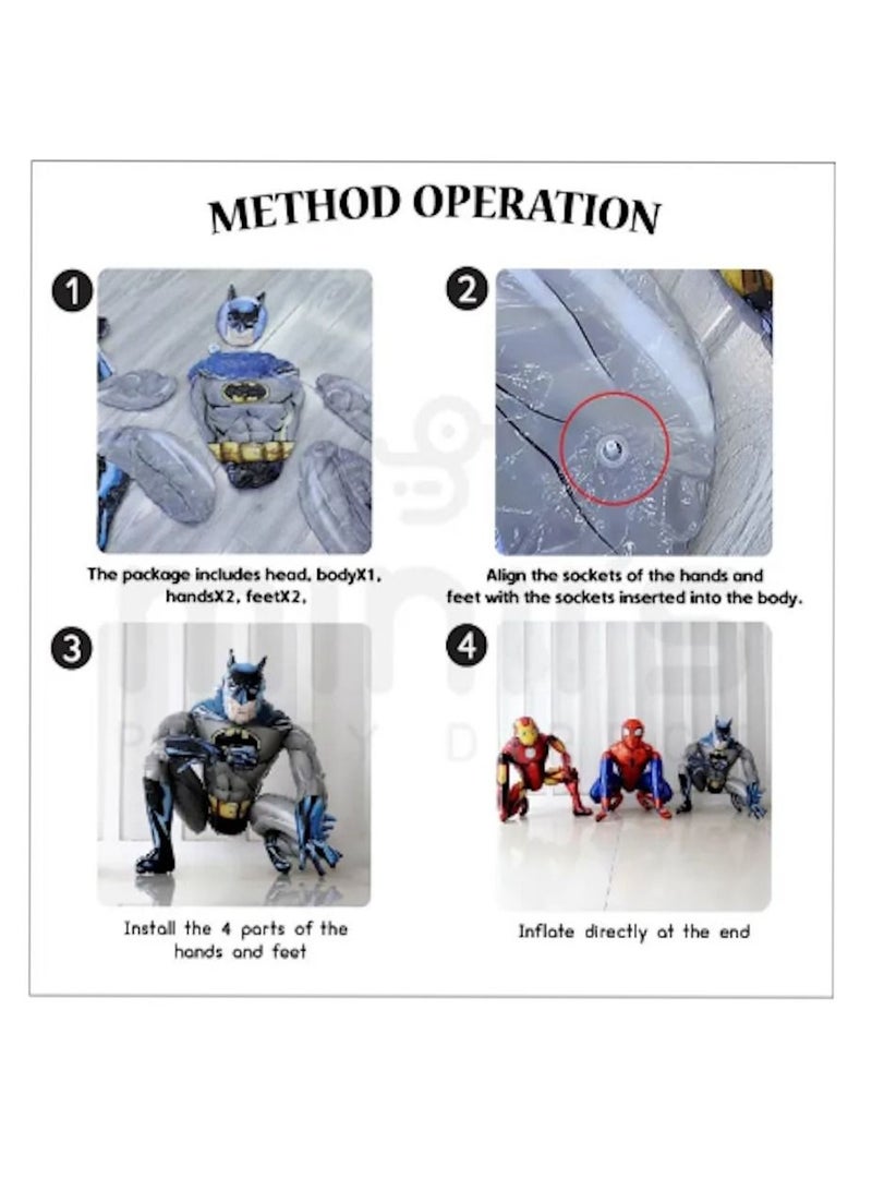 3D Large Cartoons Superhero Spiderman Batman Iron Man Balloon Boy Children's Birthday Baby Shower Graduation Party Decoration Balloons Kids Toys 63 CMS (3 pcs)