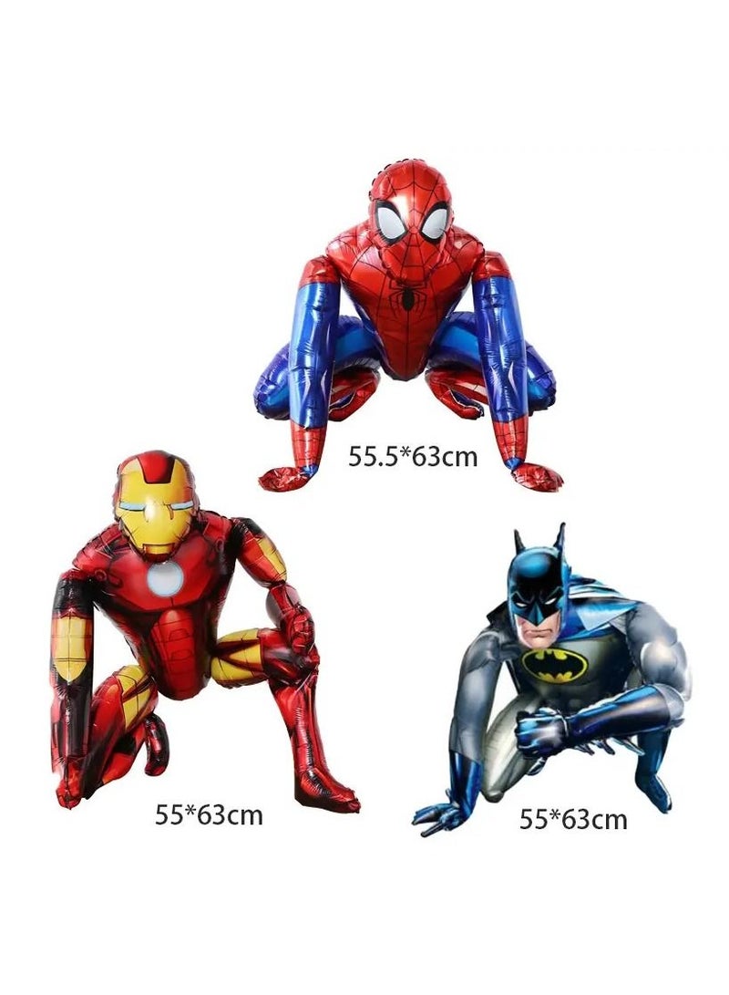 3D Large Cartoons Superhero Spiderman Batman Iron Man Balloon Boy Children's Birthday Baby Shower Graduation Party Decoration Balloons Kids Toys 63 CMS (3 pcs)